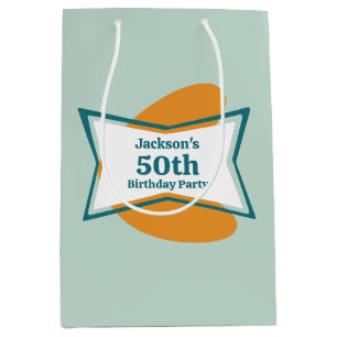 50. Geburtstagsfeier Retro Mitte des Jahrhunderts, Mittlere Geschenktüte