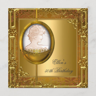 50. Geburtstagsfeier Weißgold-Cameo-Schmuck Einladung