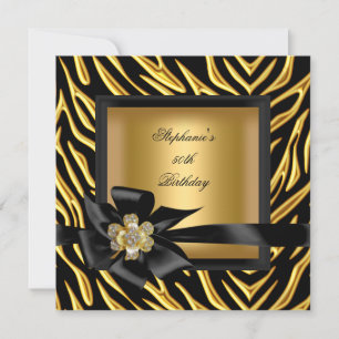 50. Geburtstagsfeier Zebra Gold Schwarz Bogen Einladung