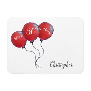 50. Geburtstagsgeschenk aus Rotem Ballon Magnet