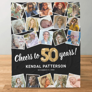 50. Geburtstagsgeschenk Multi-Foto Fleecedecke