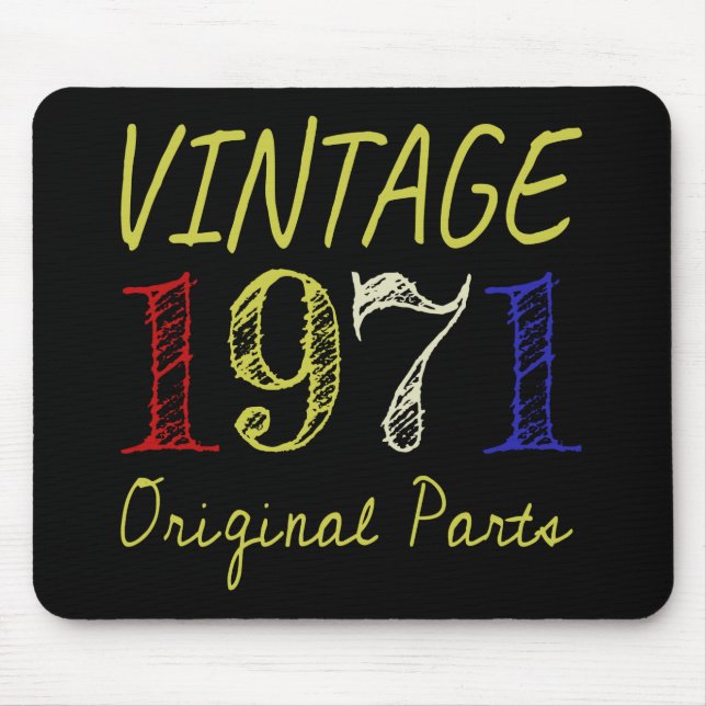 50. Geburtstagsgeschenk Vintag Retro 1971 Mousepad (Vorne)