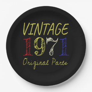 50. Geburtstagsgeschenk Vintage Retro 1971 Pappteller