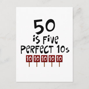 50 Geburtstagsgeschenke, 50 ist 5 perfekte 10er! Postkarte