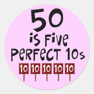 50. Geburtstagsgeschenke, 50 ist 5 perfekte 10s! Runder Aufkleber