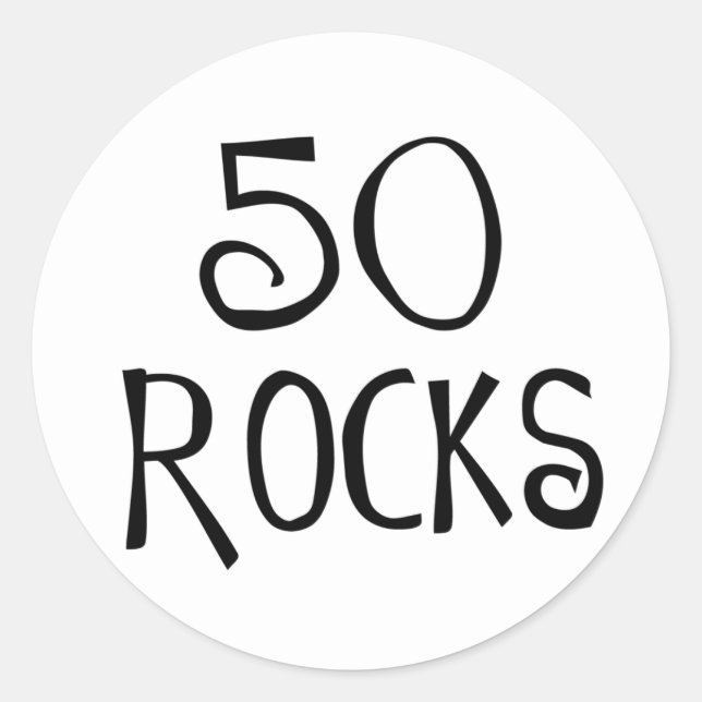 50. Geburtstagsgeschenke, 50 ROCKS Runder Aufkleber (Vorderseite)