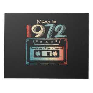 50 Geburtstagsgeschenke Jahr alt 1972 Kassette Notizblock