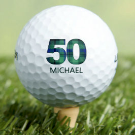 50. Geburtstagsgolfbälle 50 Jahre kariertes Golfge Golfball