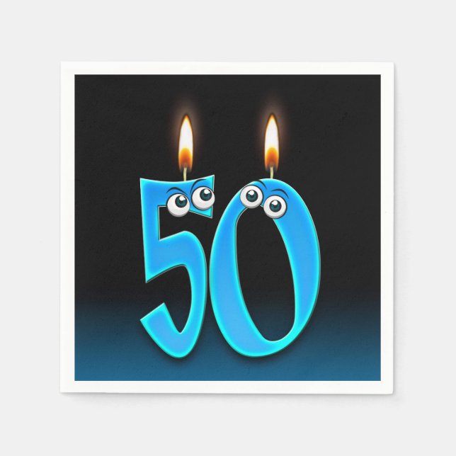50. Geburtstagskandle mit Augäpfeln Serviette (Vorderseite)