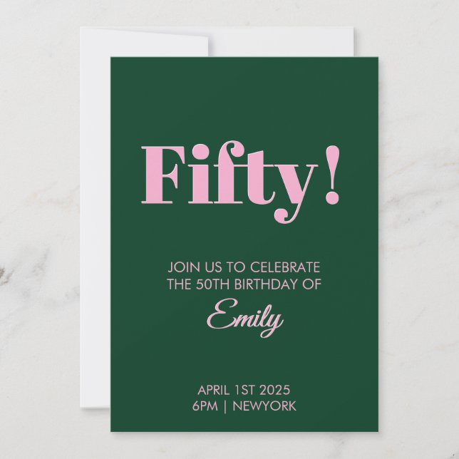 50. Geburtstagskarte Einladung (Vorderseite)