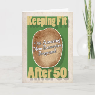 50. Geburtstagskarte: Kartoffelsack-Fitnessprogram Karte