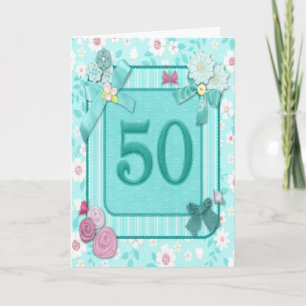 50. Geburtstagskarte mit Blume Karte