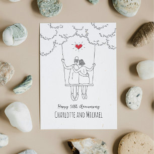 50. Geburtstagskarte Red Heart Swing Card