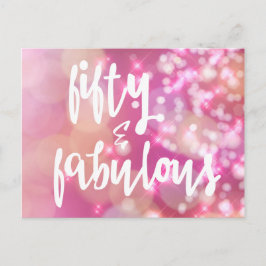 50. Geburtstagskarte - Rosa Glitzer 50. Geburtstag Postkarte