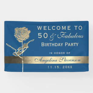 50. Geburtstagsklassik Blue and Gold Rose Blume Banner