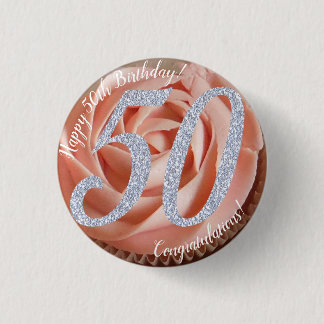50. Geburtstagskuchen 3 cm Abzeichen Button