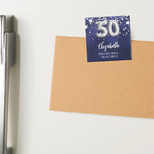 50. Geburtstagsnacht blaue Silberstars Magnet