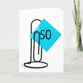 50. Geburtstagsnotiz auf einer Papierklammer Karte