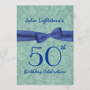50. Geburtstagspartei Green und Blue Bow W1469 Einladung