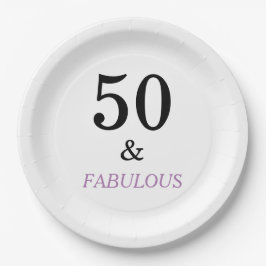 50. Geburtstagspartei Schwarzer Lila Text Pappteller