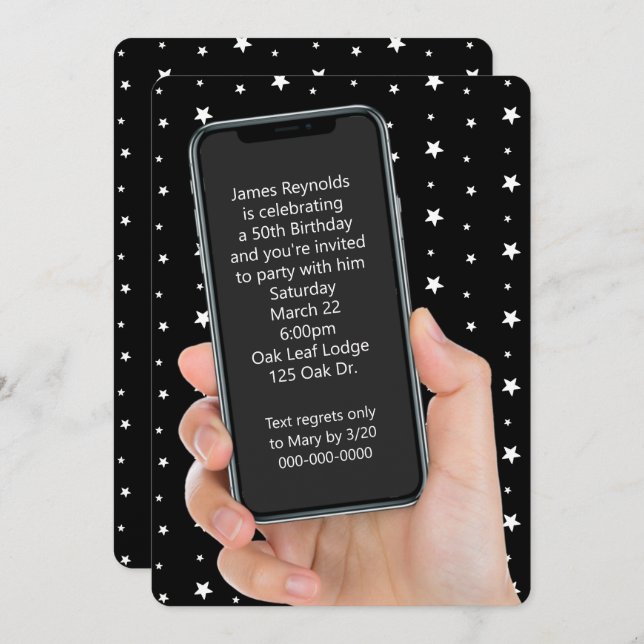 50. Geburtstagspartei - Textnachricht Einladung (Vorne/Hinten)