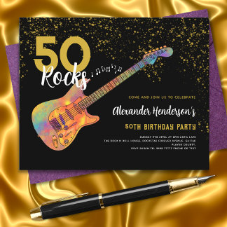 50. Geburtstagsparty 50 Rocks Gold Glitzer Budget