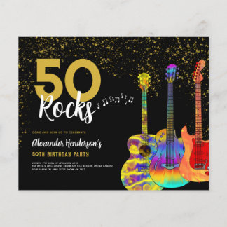 50. Geburtstagsparty 50 Rocks Guitar Gold Glitzer