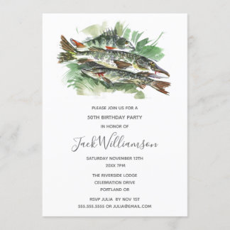 50. Geburtstagsparty | Aquarellfisch Einladung