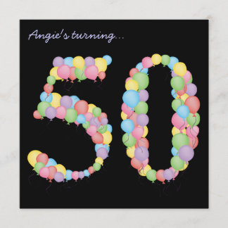 50. Geburtstagsparty Balloons Custom Einladung