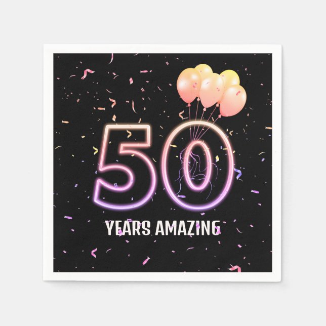 50. Geburtstagsparty Balloons und Confetti Serviette (Vorderseite)