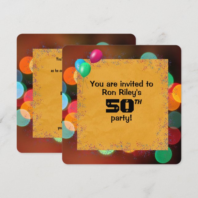 50. Geburtstagsparty Bash Einladung (Vorne/Hinten)