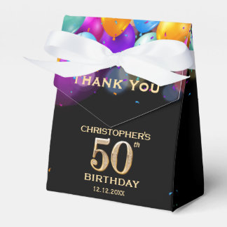 50. Geburtstagsparty Black and Gold Ballons Geschenkschachtel