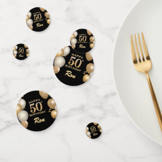 50. Geburtstagsparty Black and Gold Ballons Konfetti