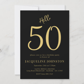 50. Geburtstagsparty Black and Gold Einladung