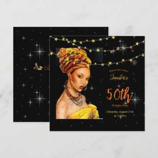 50. Geburtstagsparty Black & Gold Colors Einladung