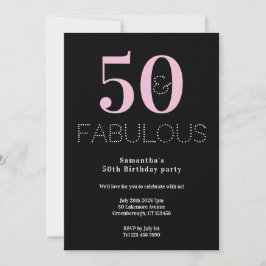 50. Geburtstagsparty Black Pink Modernes Party Einladung