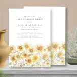 50. Geburtstagsparty Boho Summer Sunflower Garden Einladung<br><div class="desc">Moderne,  weiche,  gelbe Aquarellblumen sind in Wiesen-Wildblumen eingebettet. Eine zeitgenössische Ästhetik an der traditionellen rustikalen Sonnenblume.</div>