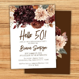 50. Geburtstagsparty Braun Beige Blume Blumenkohl Einladung
