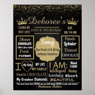 50. Geburtstagsparty Chalkboard-Schild Poster
