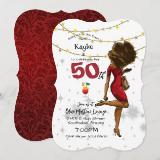 50. Geburtstagsparty Cocktail Glass Girl Einladung