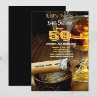 50. Geburtstagsparty, Cocktails & Zigarren Einladu