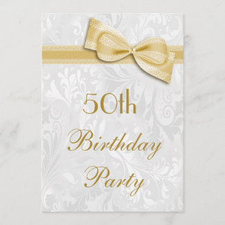 50. Geburtstagsparty Damask und Imitat Bow Einladung