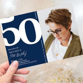 50. Geburtstagsparty des Navy Blue Foto Einladung