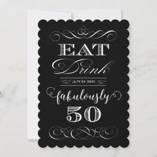 50. Geburtstagsparty Drink essen und köstlich 50 s Einladung