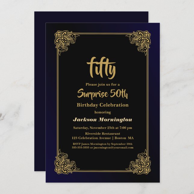 50. Geburtstagsparty Einladung (Vorne/Hinten)