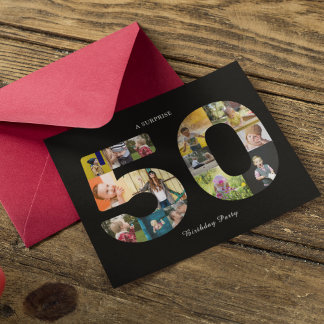 50. Geburtstagsparty Einladung Foto Collage Postkarte