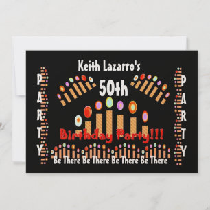 50. Geburtstagsparty Einladung Gold Candles E002