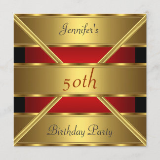 50. Geburtstagsparty Einladung Gold Red