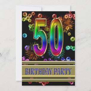 50. Geburtstagsparty Einladung mit Blasen