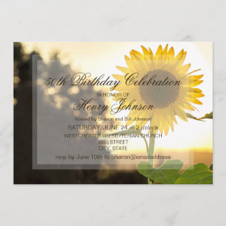 50. Geburtstagsparty Einladung mit Sonnenblumen